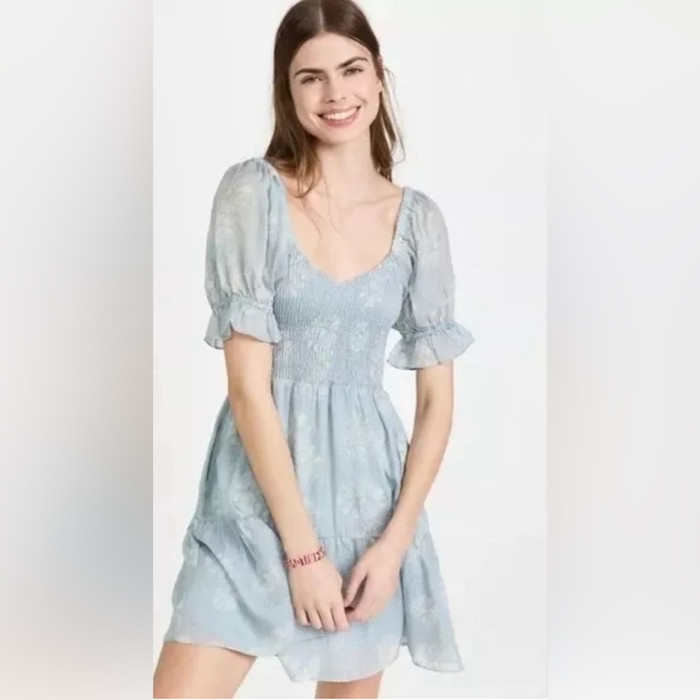 🦋 Madewell Silk Lucie Smocked Mini Dress in Moody Blooms Size Large 🦋